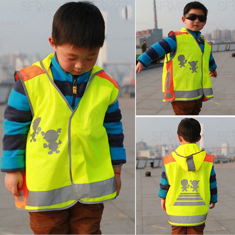 SFVest Reflective Vest High Visibility Knitted Fabric Quick Dry Safety Gear - Bright Silver Sticker Overall Protection Low Elastic Wire Reflective Vest for Children School Running Cycling - Image 4
