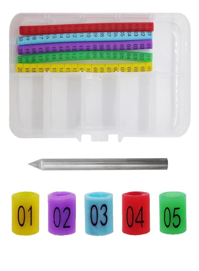 FOIBURELY 100 pcs Numbered Bird Ring Leg Bands for Gouldian Zebra Finch Canary Society Bird Foot Ring with 1 Installer(Diameter 3mm) - Image 1