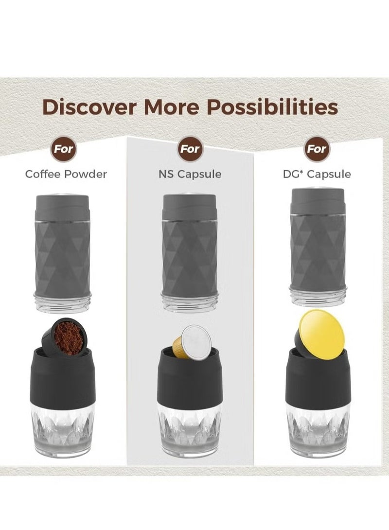 Cafelffe Portable Hand Press Coffee Maker, Manual Espresso Machine Compatible with Nespresso & Dolce Gusto Capsules, 18Bar Mini Coffee Brewer for Travel, Camping & Office Use, Black - Image 2