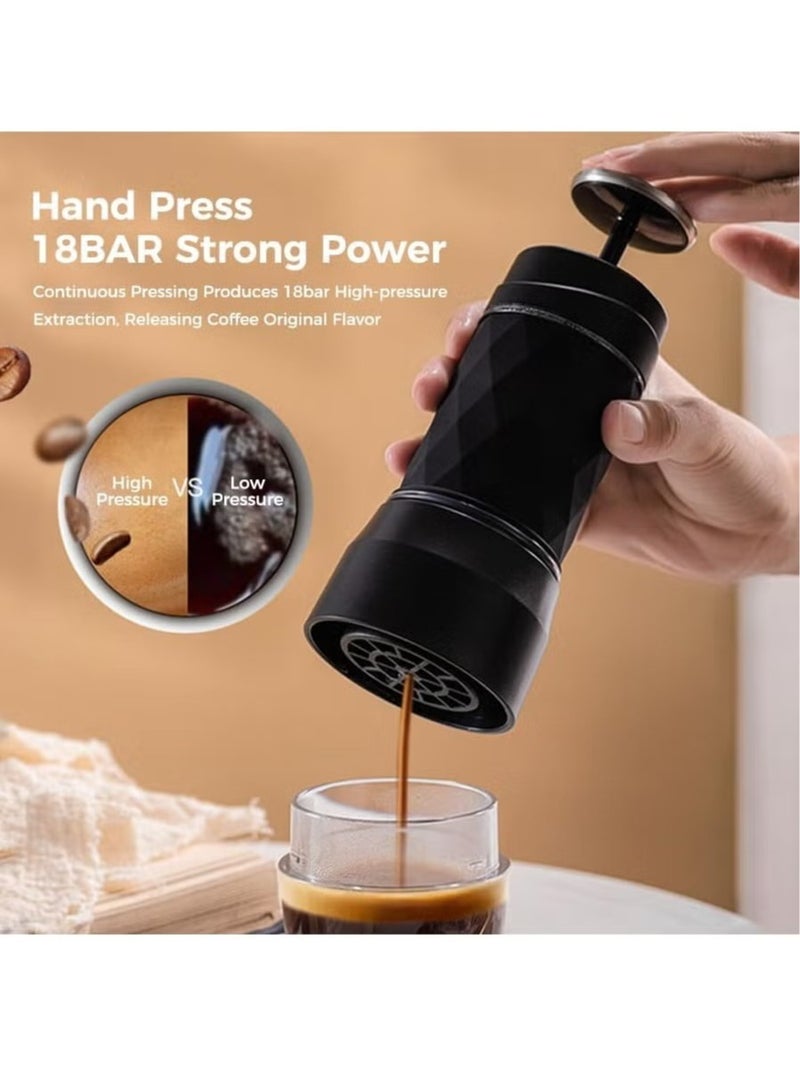 Cafelffe Portable Hand Press Coffee Maker, Manual Espresso Machine Compatible with Nespresso & Dolce Gusto Capsules, 18Bar Mini Coffee Brewer for Travel, Camping & Office Use, Black - Image 5