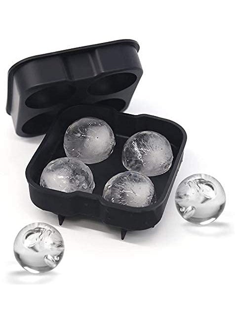 svk dream SVK Dream Ice Cubes Tray, 4 Cubes Round Shaped Ice Maker, Ice Tray Silicone, Ice Mould, Ice Tray, Ice Ball Tray | for Chilling Whiskey, Cocktails, Chocolate Mold, Clear Ice Maker  - Image 1