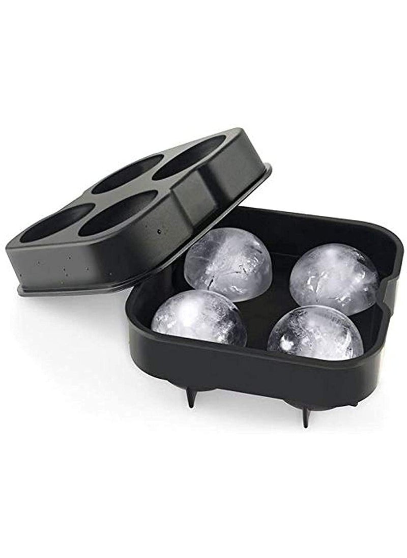 svk dream SVK Dream Ice Cubes Tray, 4 Cubes Round Shaped Ice Maker, Ice Tray Silicone, Ice Mould, Ice Tray, Ice Ball Tray | for Chilling Whiskey, Cocktails, Chocolate Mold, Clear Ice Maker  - Image 2