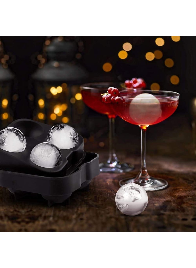 svk dream SVK Dream Ice Cubes Tray, 4 Cubes Round Shaped Ice Maker, Ice Tray Silicone, Ice Mould, Ice Tray, Ice Ball Tray | for Chilling Whiskey, Cocktails, Chocolate Mold, Clear Ice Maker  - Image 3