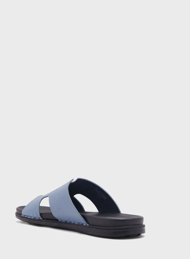 Robert Wood Light Blue Comfort Footbed Slider Sandals for Men | Best Price UAE