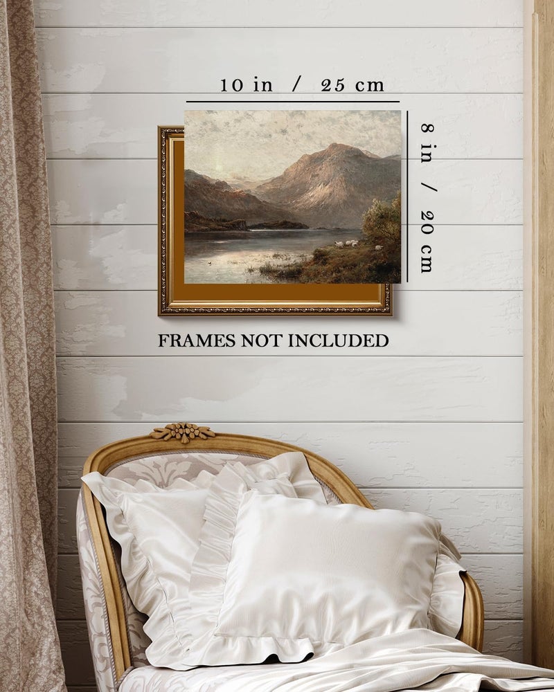 Kizbok Vintage Landscape Wall Art  Vintage Art Prints for Wall Decor Scotland Highland Mountain Sheep Lake Canvas Painting Pictures for Cozy Bedroom Decor  Bathroom Decor Wall Art(8"" x 10""-UNFRAMED) - Image 2