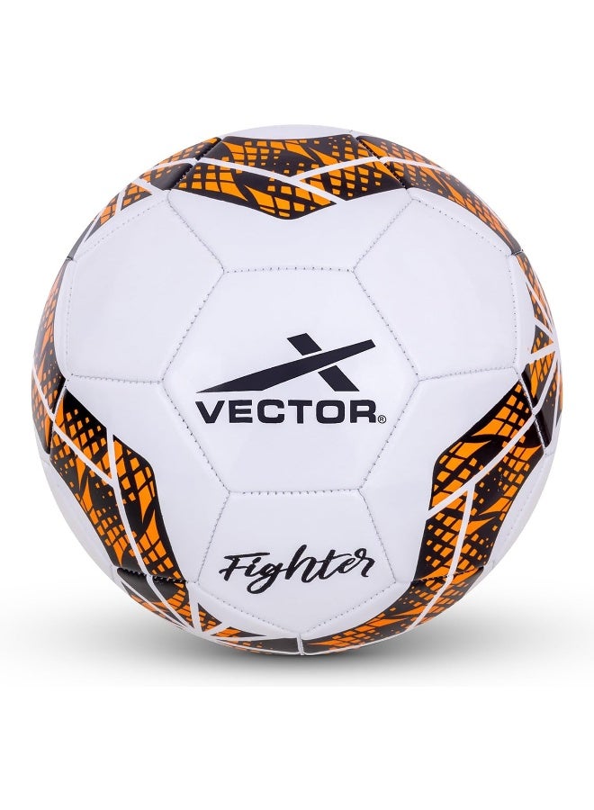 Vector X Fighter 32 Panel PVC Football – Professional Training & Match Soccer Ball, Durable Design, Size 5, White - Image 1