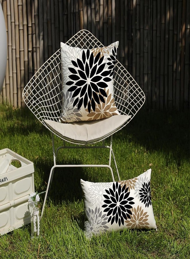 DFXSZ Black Brown Pillow Covers 12x20 Inch Set of 2 White Gray Flower Throw Pillows Farmhouse Outdoor Modern Floral Linen Square Cushion Case Decor for Living Room Sofa Patio Funiture Garden 002B12 - Image 4