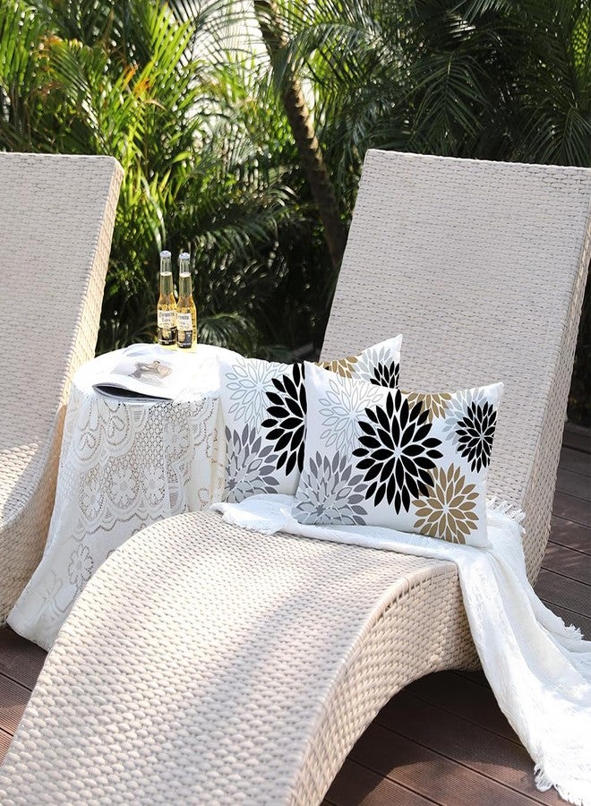 DFXSZ Black Brown Pillow Covers 12x20 Inch Set of 2 White Gray Flower Throw Pillows Farmhouse Outdoor Modern Floral Linen Square Cushion Case Decor for Living Room Sofa Patio Funiture Garden 002B12 - Image 3