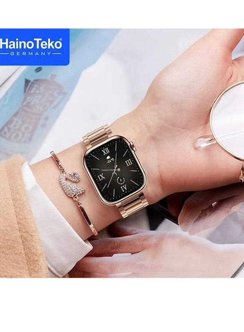 Haino Teko G9 Mini Rose Gold Edition Ladies Smart Watch with Three Set Strap and Stylish Bracelet Combo - Image 5