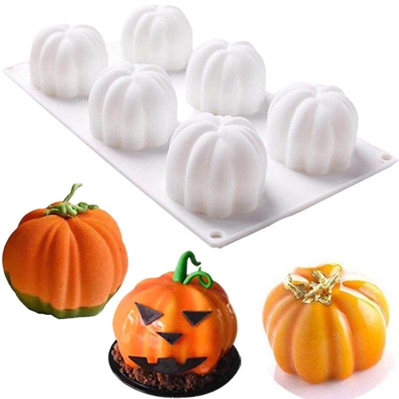 Silicone Pumpkin Mold 29.5*17*5cm White Effortless Release 3D Cake Mold - Festive Detail Halloween Baking Mold for Home Baking, Crafting Parties - Image 1