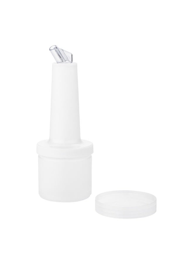 Restaurantware 0.5 qt Plastic Quick Pour Storage Container Bottle - with Clear Spout and Lid - Bar Storage Bottle - 3 1/2" x 3 1/2" x 10 1/4" - 1ct Box - Bar Lux - Image 1