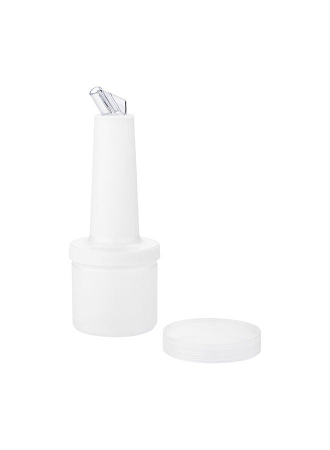Restaurantware 0.5 qt Plastic Quick Pour Storage Container Bottle - with Clear Spout and Lid - Bar Storage Bottle - 3 1/2" x 3 1/2" x 10 1/4" - 1ct Box - Bar Lux - Image 4