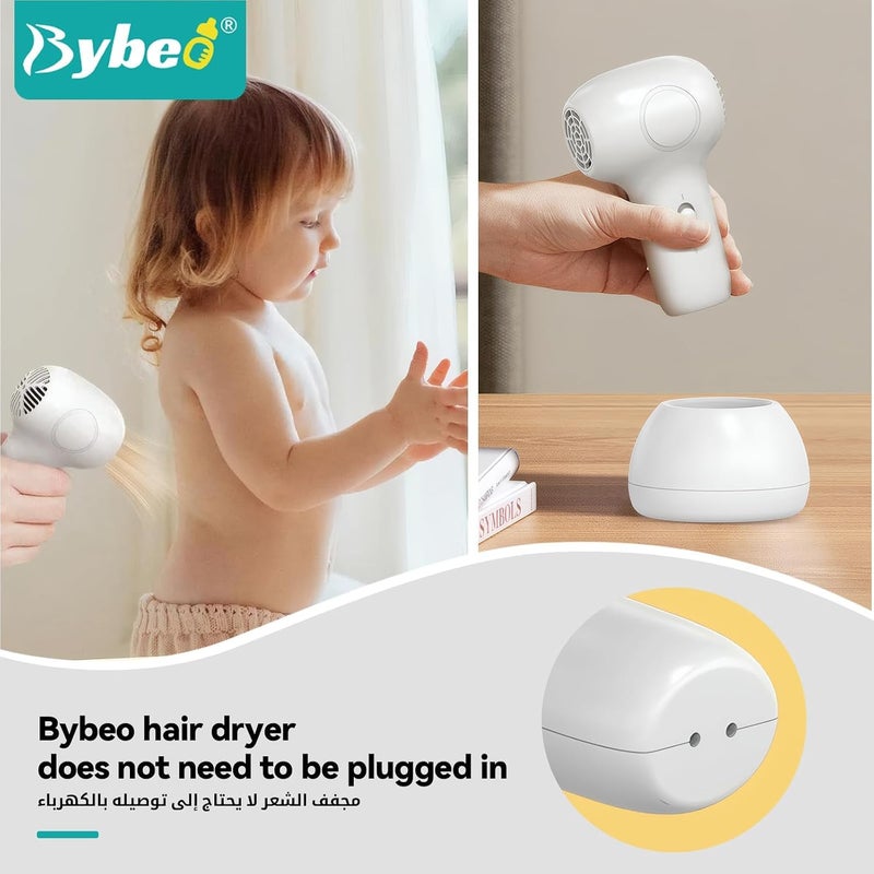 Kids Cordless Hair Dryer, Portable Mini Hair Blow Dryer for Toddlers, Low Noise Baby Hair Dryer for Diaper Rash Prevention, Gentle Heat for Children's Skin, 500 Watt, Wireless Charging, White - Image 5