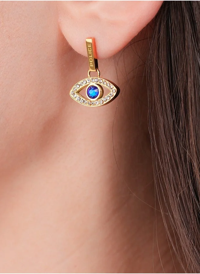 بوليس Eye Gold Plated Ladies Earrings With Blue and White Crystals 8x15MMPEJLE0003104