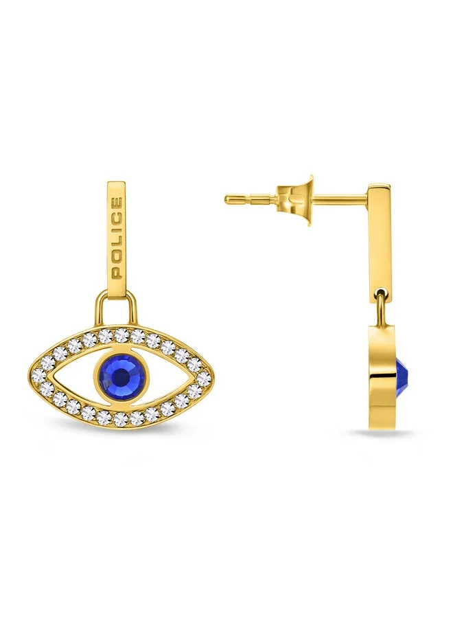 بوليس Eye Gold Plated Ladies Earrings With Blue and White Crystals 8x15MMPEJLE0003104