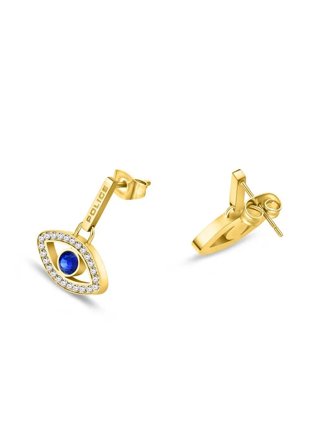 بوليس Eye Gold Plated Ladies Earrings With Blue and White Crystals 8x15MMPEJLE0003104