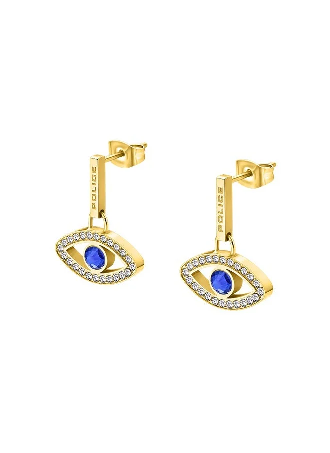 بوليس Eye Gold Plated Ladies Earrings With Blue and White Crystals 8x15MMPEJLE0003104