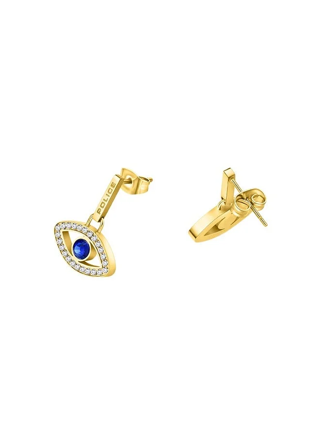 بوليس Eye Gold Plated Ladies Earrings With Blue and White Crystals 8x15MMPEJLE0003104