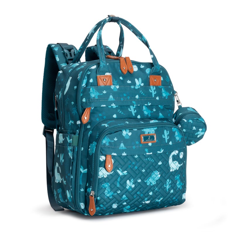 BabbleRoo BabbleRoo Diaper Bag Backpack Baby Essentials Travel Essentials Baby Bag with Changing Pad Stroller Straps Pacifier Case Unisex Dino