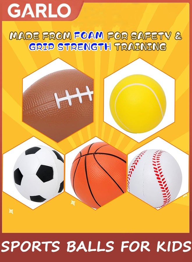 Garlo Sports Balls for Kids, 5 Pack Small Sports Foam Balls for Toddlers 1-3 Years Old Playground Balls Rubber Kickballs Dodgeballs with Duffle Bag, for Kids Toddlers Indoor Outdoor Toys - Image 2