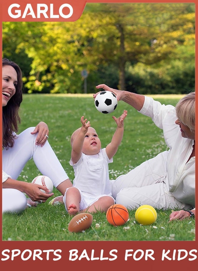 Garlo Sports Balls for Kids, 5 Pack Small Sports Foam Balls for Toddlers 1-3 Years Old Playground Balls Rubber Kickballs Dodgeballs with Duffle Bag, for Kids Toddlers Indoor Outdoor Toys - Image 3