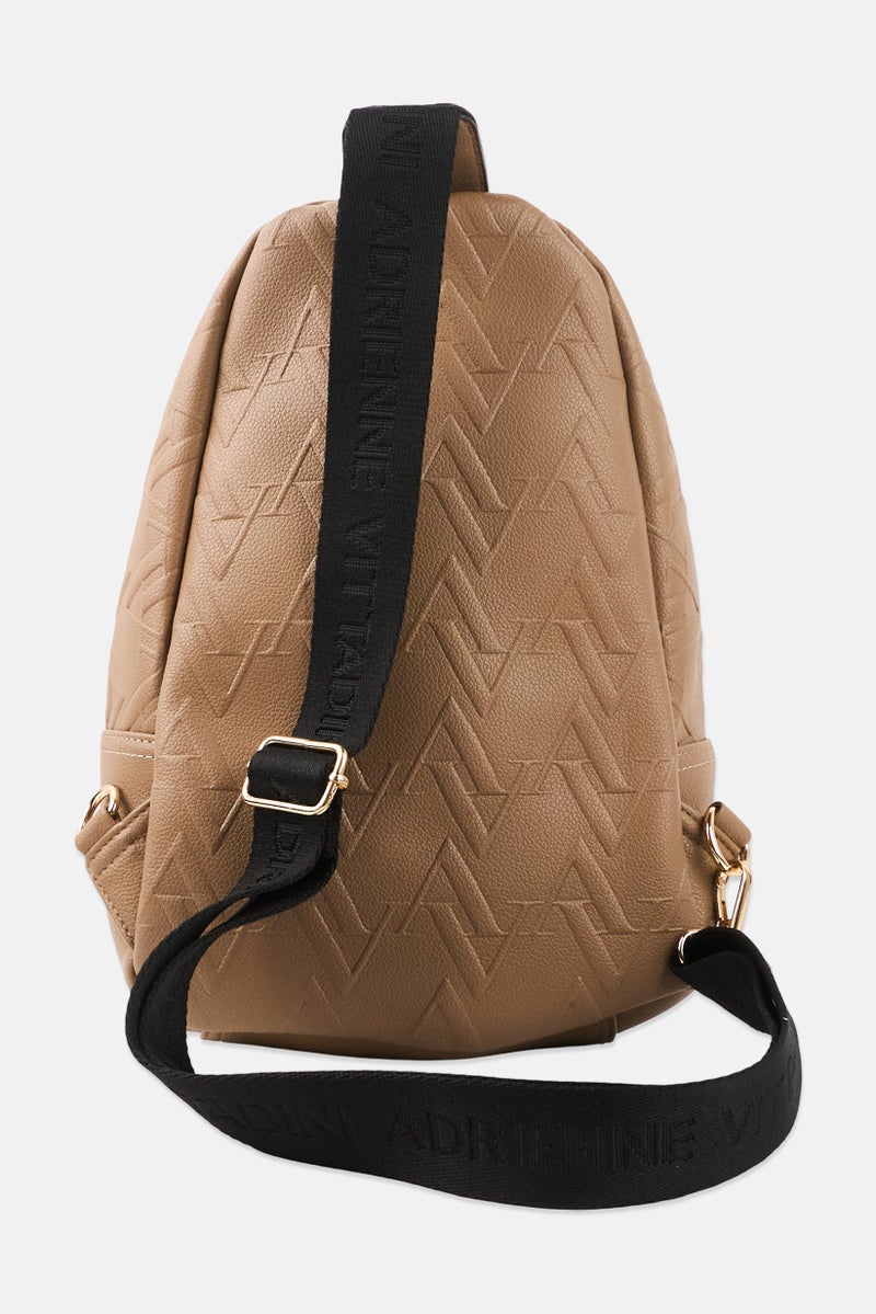 ADRIENNE VITTADINI Women Brand Logo Sling Bag, Tan - Image 2