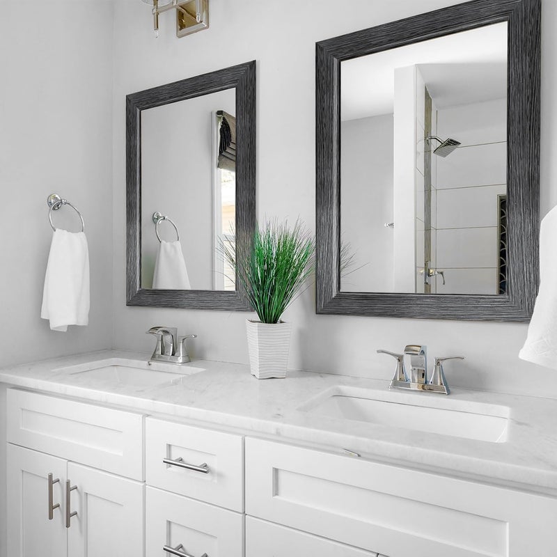 DEEPLITE Grey Wooden Self Adhesive Home Floor Tiles Wallpaper Border Board Trim Moulding Sticker Solid Wooden Wallpaper Border Removable Waterproof Bathroom Mirror Frame 4x120 inch - Image 2