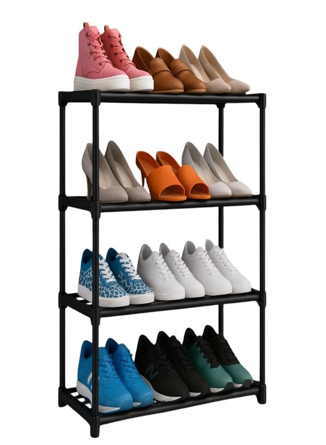 LUHI Shoe Rack 4 Tier Shoe Rack with Shelf, Folding ShoeRack for Bedroom, Living Room, Entryway, White, ShoeRack, Footwear Stand for Home, ShoeRack Plastic-4 Layer - Image 2