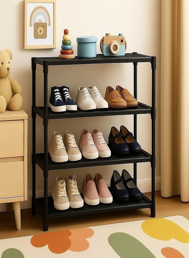 LUHI Shoe Rack 4 Tier Shoe Rack with Shelf, Folding ShoeRack for Bedroom, Living Room, Entryway, White, ShoeRack, Footwear Stand for Home, ShoeRack Plastic-4 Layer - Image 1