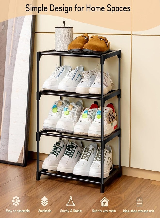 LUHI Shoe Rack 4 Tier Shoe Rack with Shelf, Folding ShoeRack for Bedroom, Living Room, Entryway, White, ShoeRack, Footwear Stand for Home, ShoeRack Plastic-4 Layer - Image 4