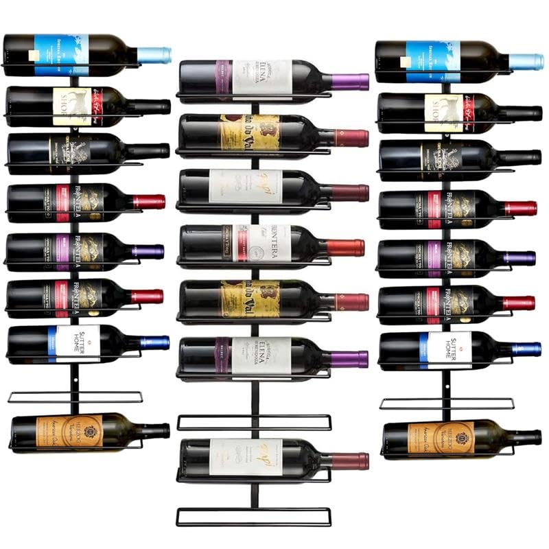 Sorbus Wall Mount Wine Rack 3-Pack – Holds 9 Bottles Each – Black Metal Wine Bottle Holders for Wall, Modern Wine Rack for Home Bar, Kitchen - Image 1