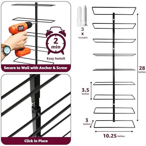 Sorbus Wall Mount Wine Rack 3-Pack – Holds 9 Bottles Each – Black Metal Wine Bottle Holders for Wall, Modern Wine Rack for Home Bar, Kitchen - Image 3