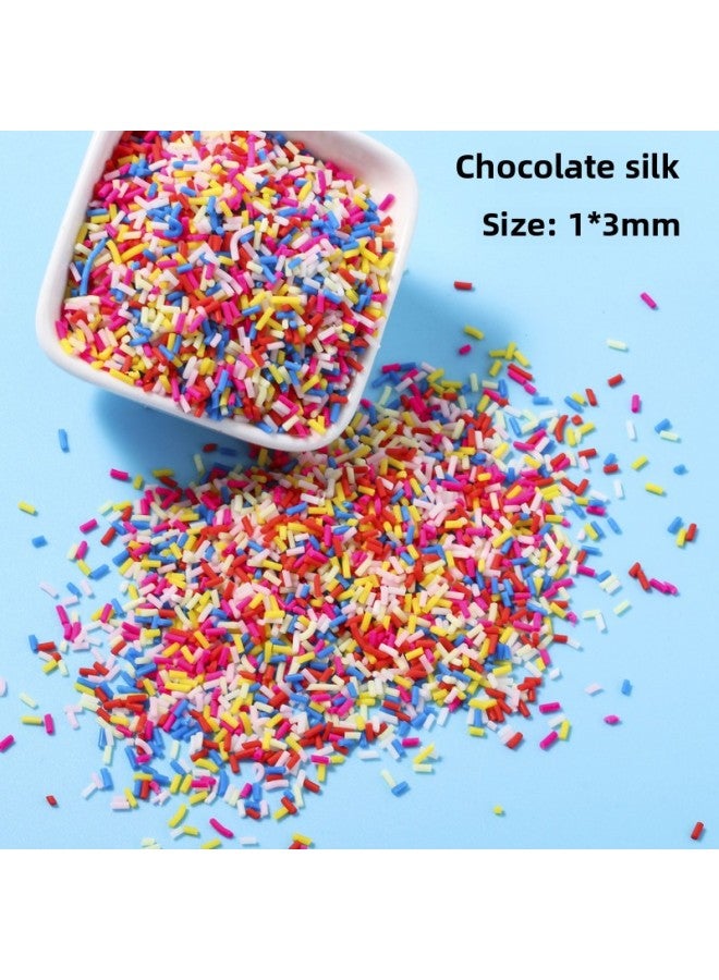 Ultra-light Clay Crystal Clay Soft Ceramic Tablet Sugar Grain Food Play Cream Glue Decoration Material Mobile Phone Shell Beauty Chocolate Silk-Color:3mm Japanese Chocolate Silk 500g-Specifications:500g  - Image 2