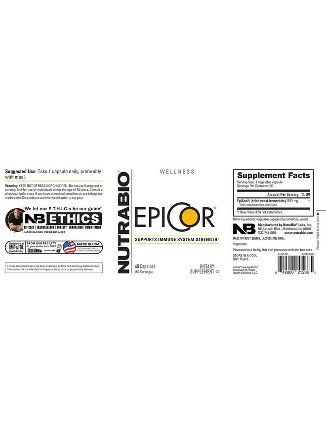 NutraBio - Epicor Multi Vitamin - Prebiotic - Antioxidant Support - Independent Lab Tested - 500mg - 60 Vegetable Caps - Image 3