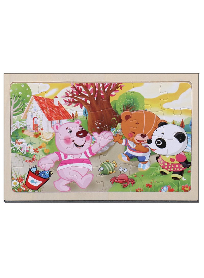 Children's Educational Wooden Cartoon Series Jigsaw Puzzles Suitable Gift Bag Pack - Image 1