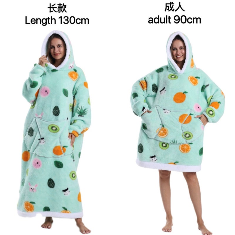 Winter Clothing Home Pajamas Lazy People Tv Blanket Couple Oversized Super Thick Cashmere Hoodie - Image 3