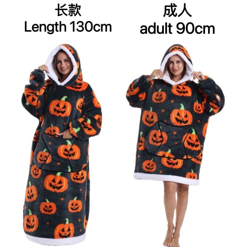 Winter Clothing Home Pajamas Lazy People Tv Blanket Couple Oversized Super Thick Cashmere Hoodie - Image 5
