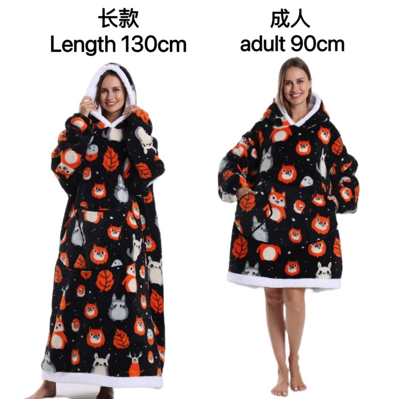 Winter Clothing Home Pajamas Lazy People Tv Blanket Couple Oversized Super Thick Cashmere Hoodie - Image 1