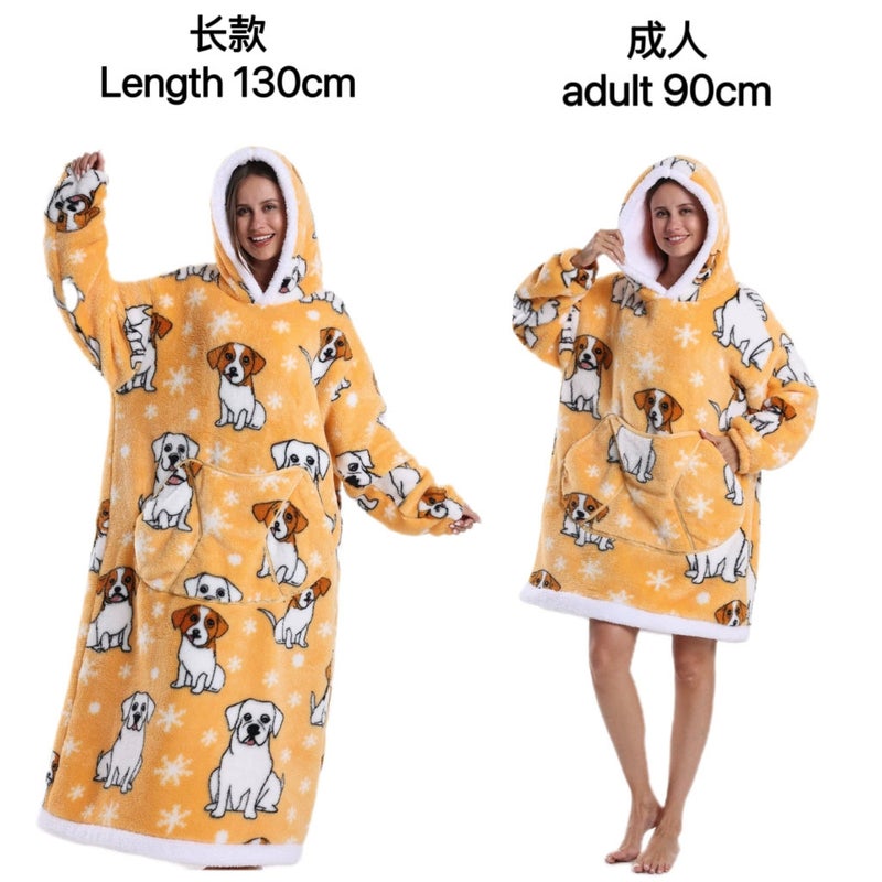 Winter Clothing Home Pajamas Lazy People Tv Blanket Couple Oversized Super Thick Cashmere Hoodie - Image 4