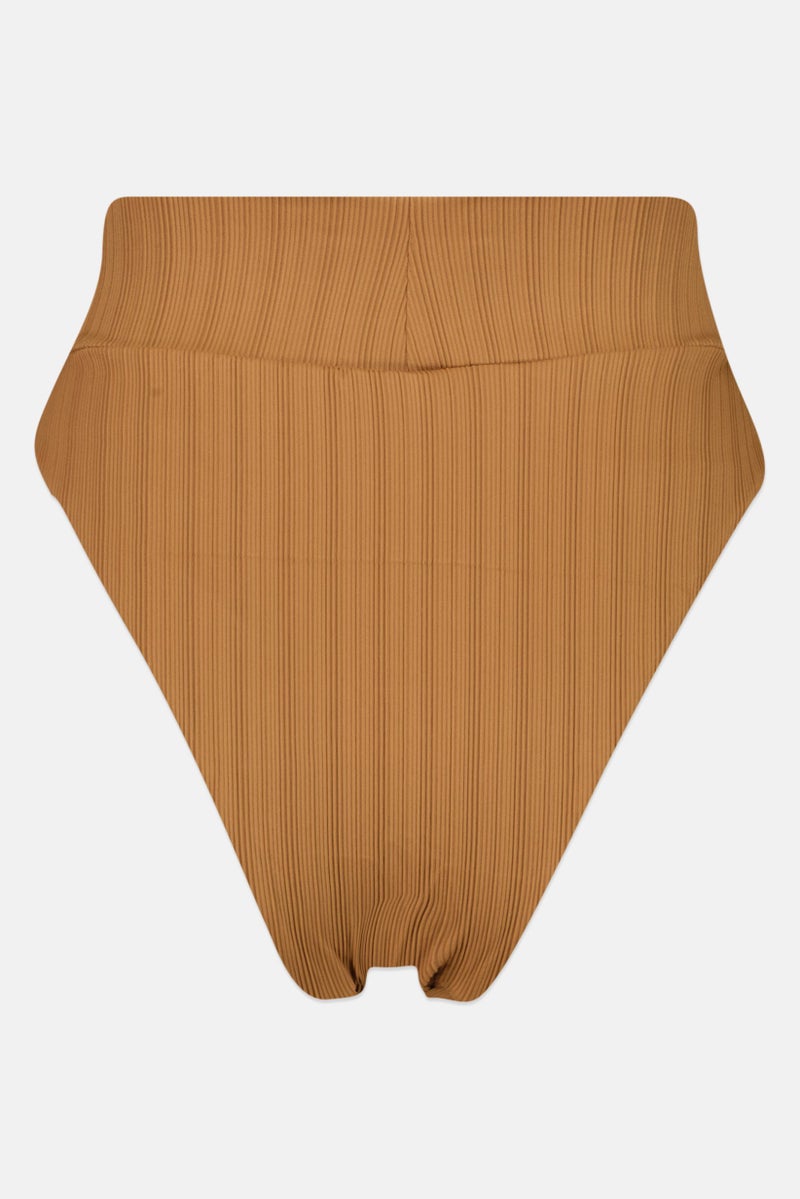 Aerie Women Ribbed Hi Cut Bikini Bottom, Brown - Image 2