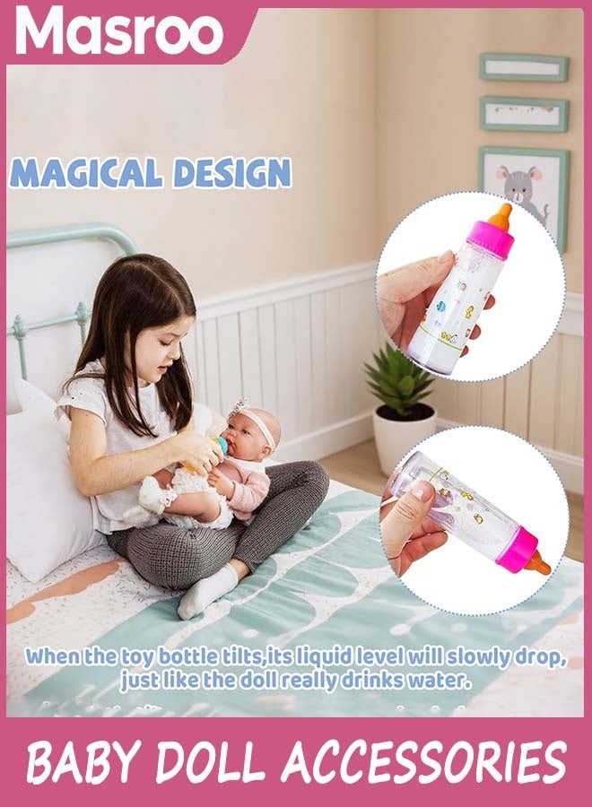 Masroo Baby Doll Accessories Magic Bottle set Magic Disappearing Milk Juice Bottles Sippy Cups with Pacifiers Bowl Spoons, Doll Bottle Toys Feeding Pretend Playset for Kids Girls Ages 3+ - Image 5