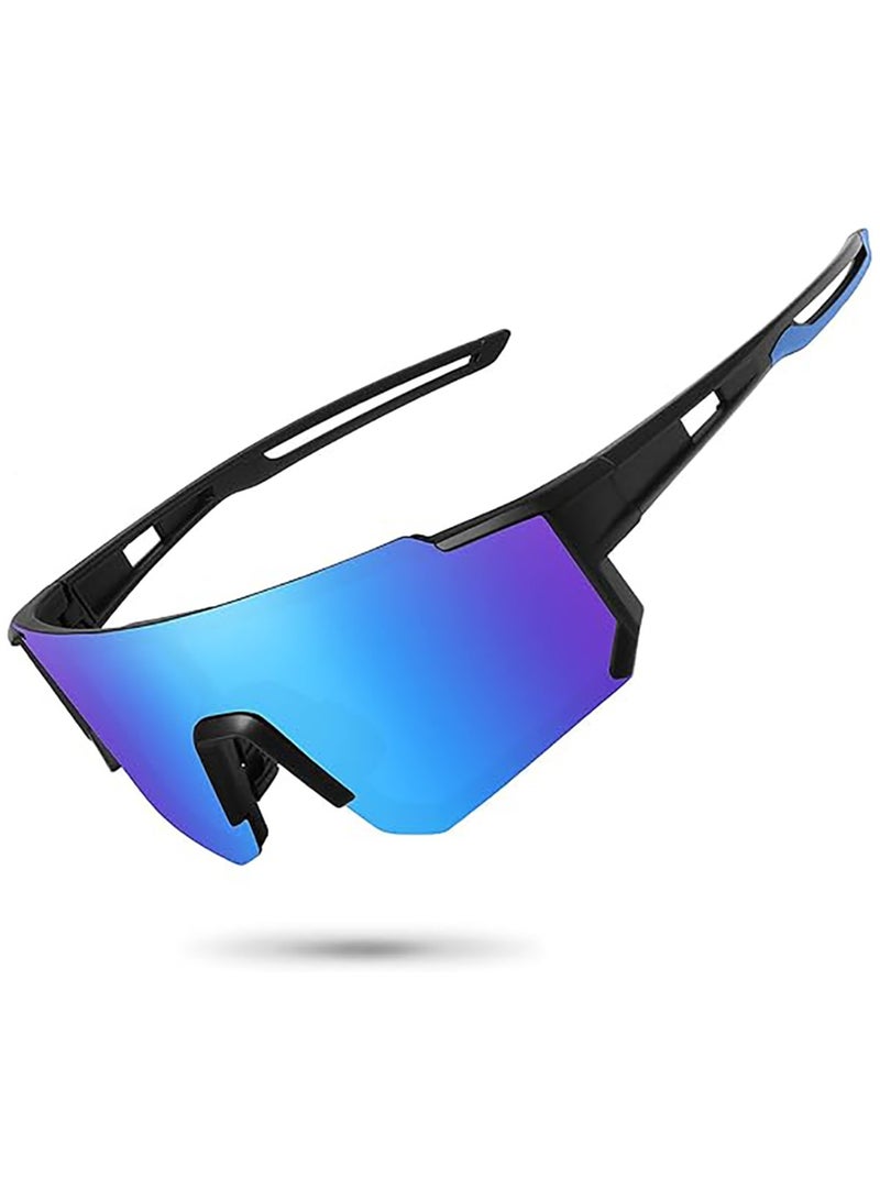 ساكن من النظارات الشمسية ذات الإطار الخارجي الواقي من الأشعة فوق البنفسجية للرياضات الخارجية ، نظارات شمسية رياضية مستقطبة لركوب الدراجات UV400 ، نظارات واقية ضد الرياح لملعب البيسبول للجولف,أزرق - Image 2
