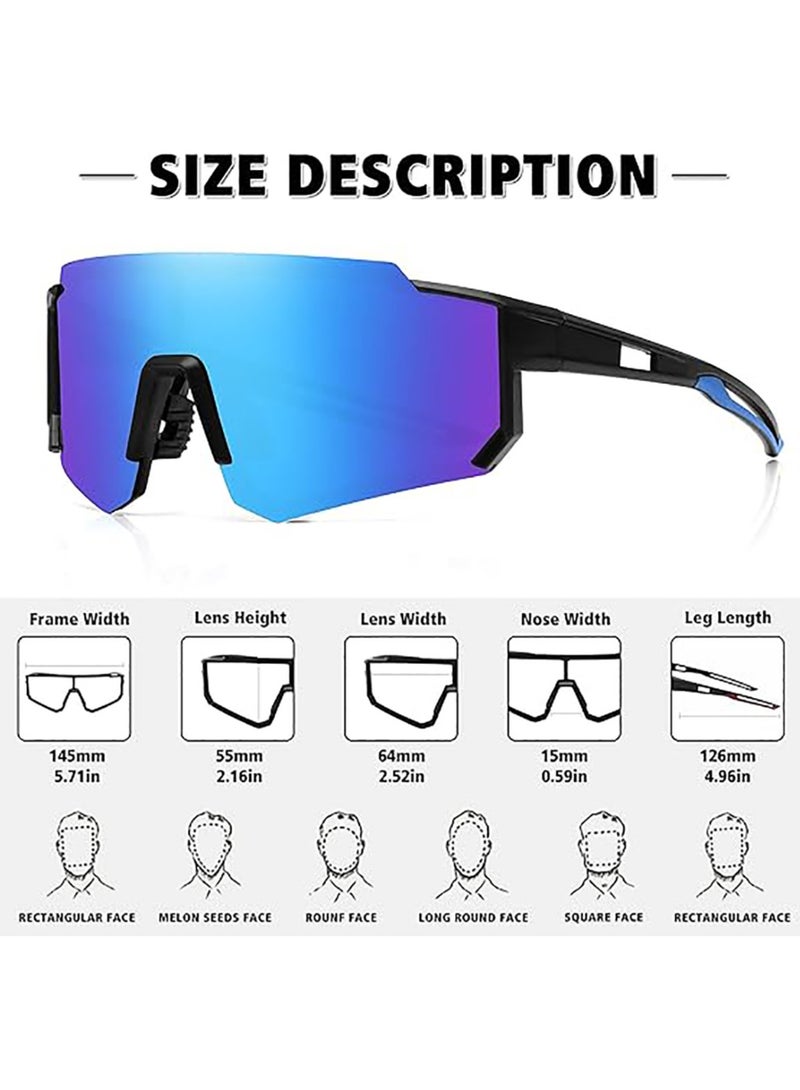 ساكن من النظارات الشمسية ذات الإطار الخارجي الواقي من الأشعة فوق البنفسجية للرياضات الخارجية ، نظارات شمسية رياضية مستقطبة لركوب الدراجات UV400 ، نظارات واقية ضد الرياح لملعب البيسبول للجولف,أزرق - Image 5