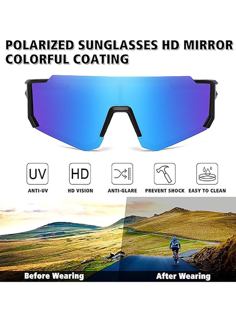 ساكن من النظارات الشمسية ذات الإطار الخارجي الواقي من الأشعة فوق البنفسجية للرياضات الخارجية ، نظارات شمسية رياضية مستقطبة لركوب الدراجات UV400 ، نظارات واقية ضد الرياح لملعب البيسبول للجولف,أزرق - Image 4