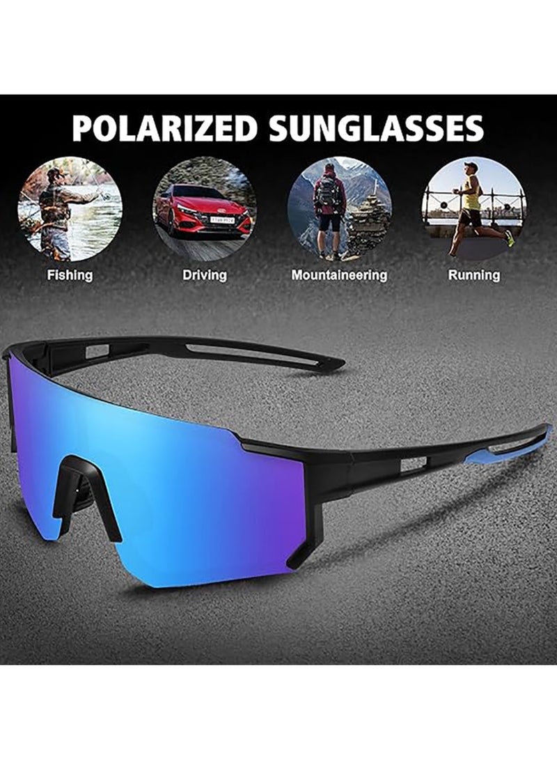 ساكن من النظارات الشمسية ذات الإطار الخارجي الواقي من الأشعة فوق البنفسجية للرياضات الخارجية ، نظارات شمسية رياضية مستقطبة لركوب الدراجات UV400 ، نظارات واقية ضد الرياح لملعب البيسبول للجولف,أزرق - Image 3
