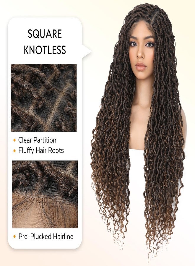ويجني باروكة شعر مضفرة بوهو من WIGNEE، مع دانتيل أمامي مزدوج، وشعر مستعار مضفر من Goddess Faux Locs، مُنتَفّى مسبقًا بتطريز شعر الطفل، وشعر مستعار مضفر بدون عقد مربعة للنساء ذوات البشرة السمراء - Image 2