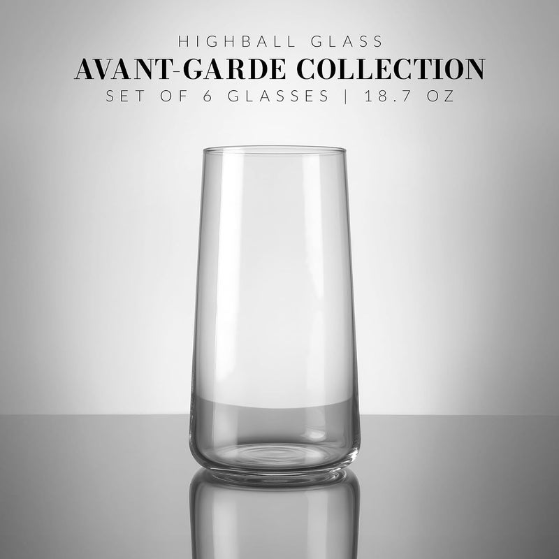 Krosno Tall Water Juice Drinking Glasses | Set of 6 | 18.3 oz | Avant-Garde Collection | Highball & Tumbler Crystal Glass | Home Restaurants and Parties | Dishwasher Safe | Gift Idea | Made in EU - Image 3