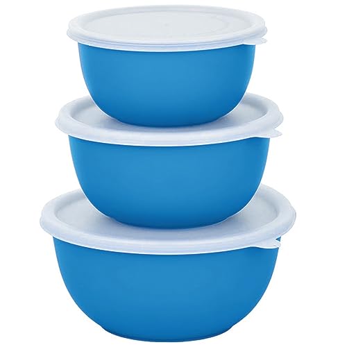 Zaib Steel Mxing Bowl | Micrwoave Safe Stainless Steel Containers for Kitchen with Lid Set of 3 (Bplain WL 3) - Image 1
