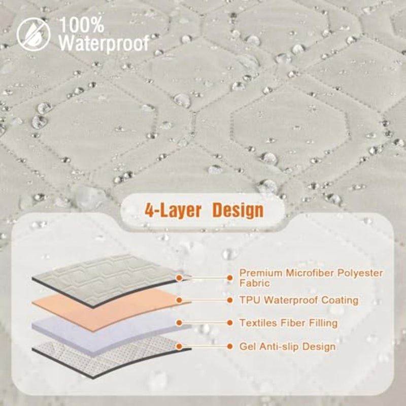 100% Waterproof Recliner Chair Coversn, Non-Slip Chair Cover, Furniture Protector, Washable Slipcover with Pocket, Elastic Straps for,Pets C, Beige - Image 5