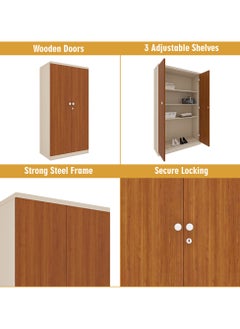 RIGID Steel Office Cupboard with Wooden Door Beige 183x91.4x47.5cm  - Image 4